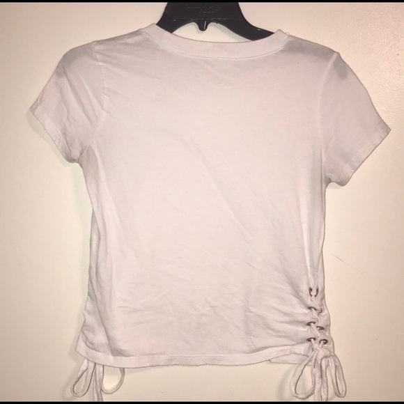 Aeropostale White Side Tie Cropped Tee Size S - Picture 2 of 5